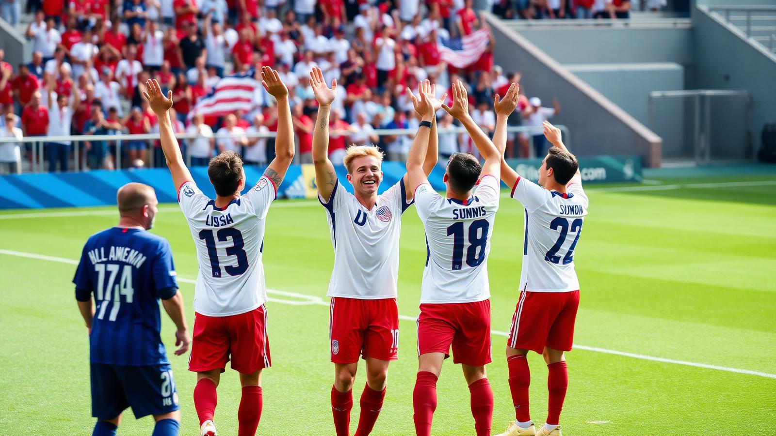 U.S. men’s national team players celebrate during a 2026 World Cup match.